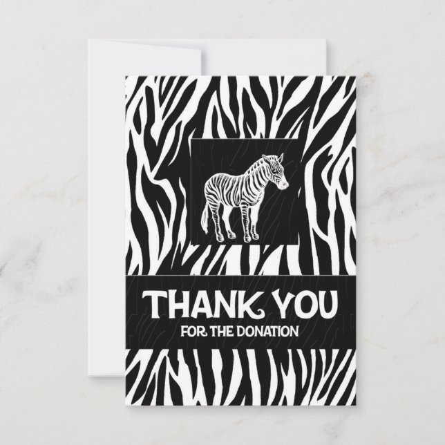 Carte De Remerciements Don Zebra Print 3,5 po x 5 po (Devant)