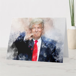 Carte De Remerciements Donald Trump pointant le portrait aquarelle