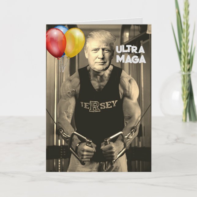 CARTE DE REMERCIEMENTS DONALD TRUMP PUMPOED UP BIRTHDAY GREETING CARD (Devant)