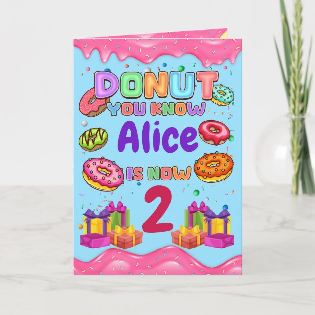 Carte De Remerciements Donut Personnalisé Couleur Parsemé Fête d'Annivers (Devant)