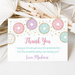 Carte De Remerciements Donut Pink Gold Pastel Anniversaire