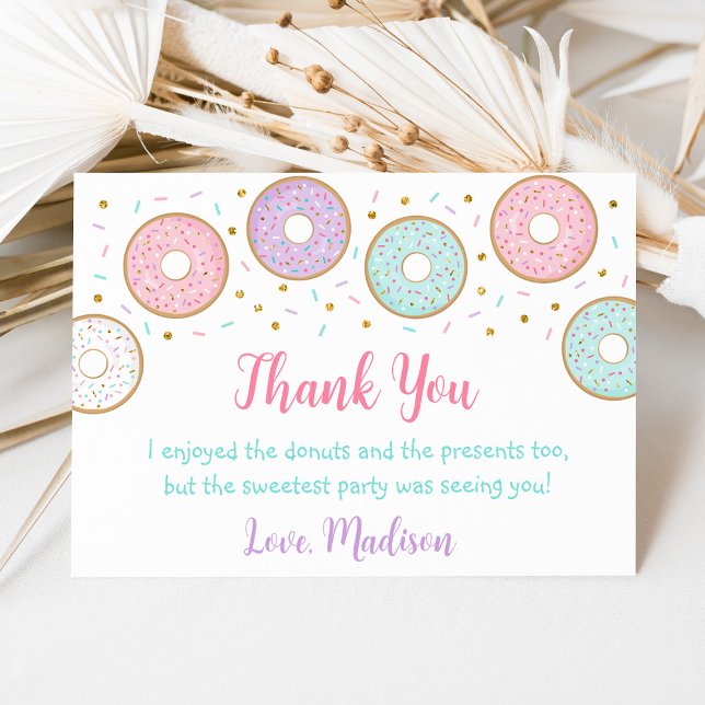 Carte De Remerciements Donut Pink Gold Pastel Anniversaire (Créateur téléchargé)