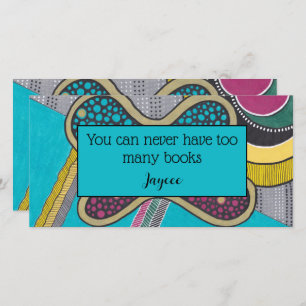 Carte De Remerciements Doodle Abstrait, couleurs vives, marque de livre