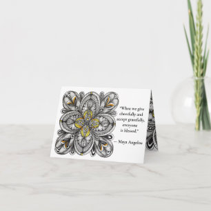 Carte De Remerciements Doodle de fleur ouverte avec citation de générosit
