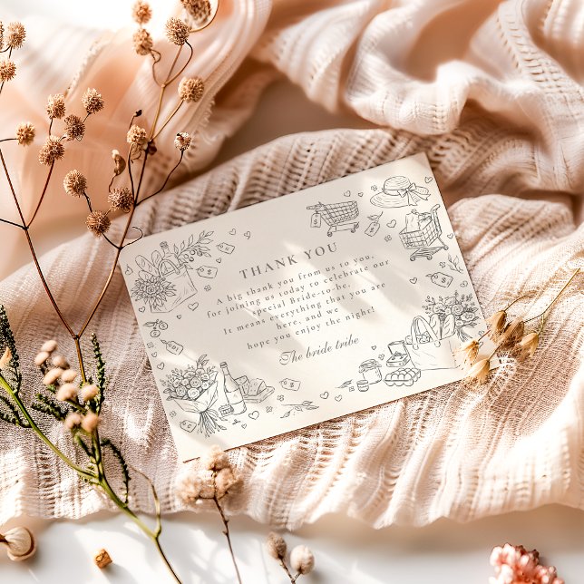 Carte De Remerciements Doodle Farm Market Bridal Shower (Créateur téléchargé)