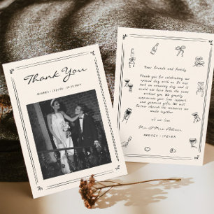 Carte De Remerciements Doodle Vieux Mariage Photo