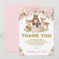 Carte de remerciements d'or rose Baby shower de Gi