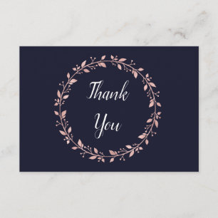 Carte de remerciements d'or rose et marine