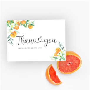 Carte de remerciements d'oranges aquarelles