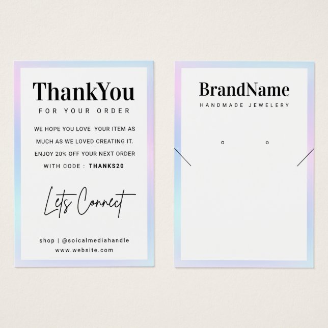 Carte de remerciements d'oreilles de collier de lo (Devant & derrière)