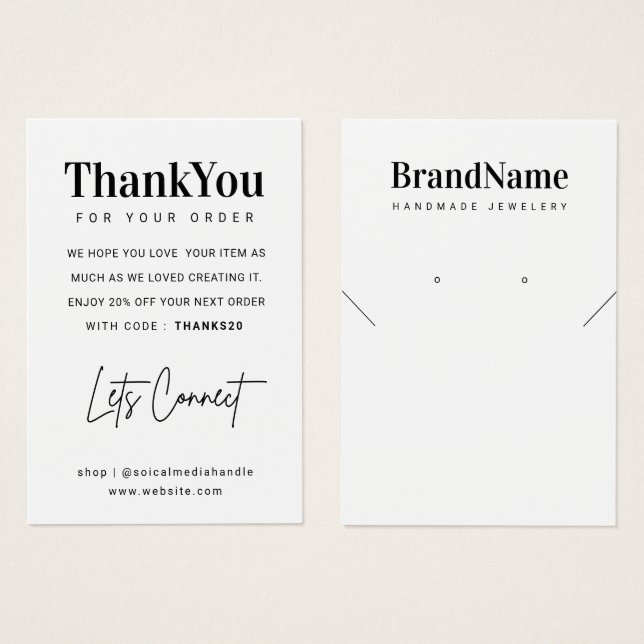 Carte de remerciements d'oreilles de collier de lo (Devant & derrière)