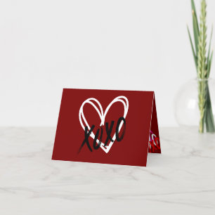 Carte De Remerciements Double coeur XOXO