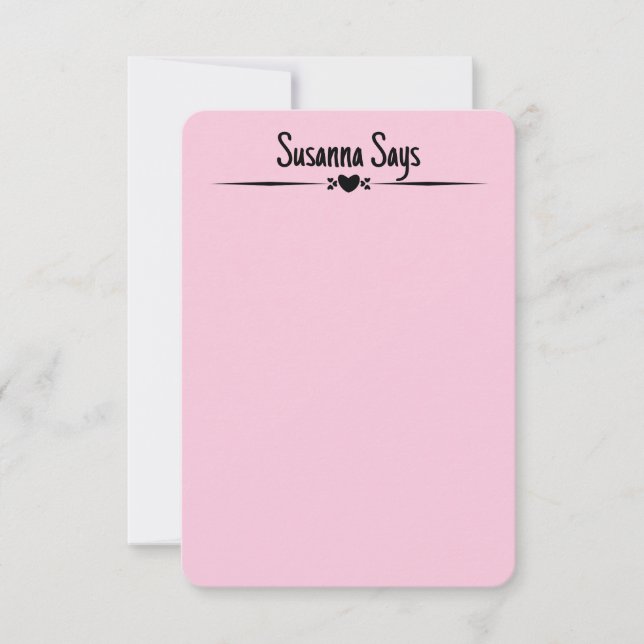 Carte De Remerciements Double face Rose Girl Script moderne note personna (Devant)