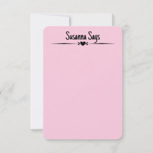 Carte De Remerciements Double face Rose Girl Script moderne note personna