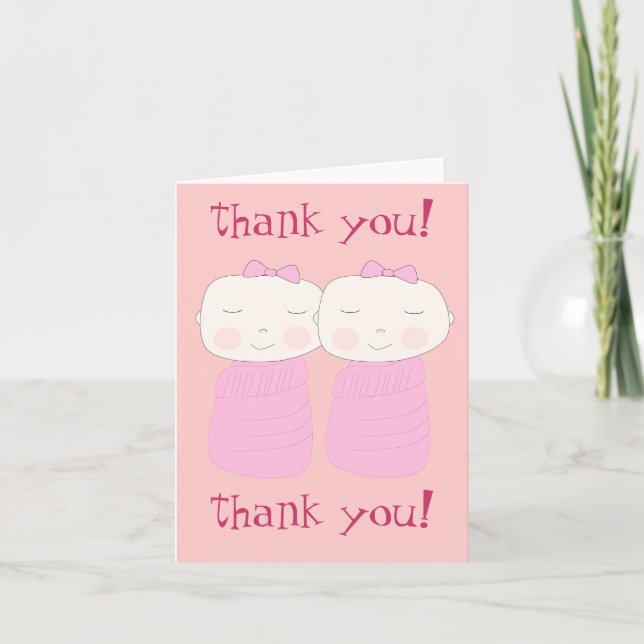 Carte De Remerciements Double the Joy! Twin Girl Thank You Notecard (Devant)
