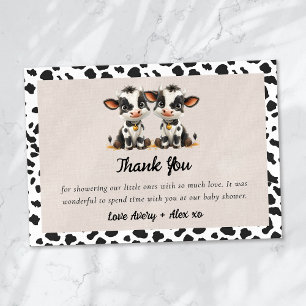 Carte De Remerciements Doubler l'amour Saint Vache Twins Baby shower