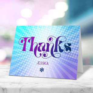 Carte De Remerciements Douce 16 Dégradé Violet Bleu Groovy Gras Rétro