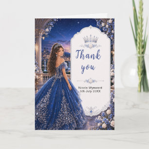 Carte De Remerciements Douce 16 Princesse Jardin Bleu Minuit