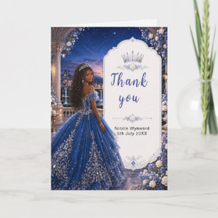 Carte De Remerciements Douce 16 Princesse Jardin Bleu Minuit
