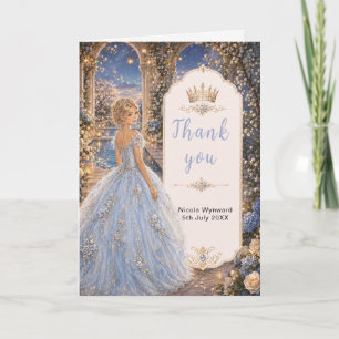 Carte De Remerciements Douce 16 Princesse Jardin Bleu Poudre