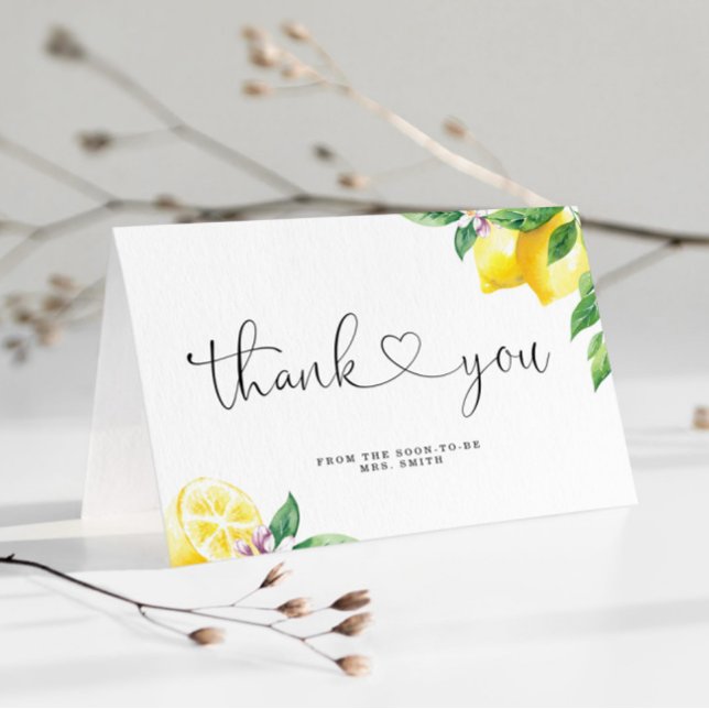 Carte De Remerciements Douce aquarelle mariage de citron  (Créateur téléchargé)