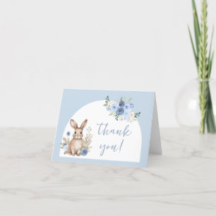 Carte De Remerciements Douce arche bohème bébé garçon shower lapin bleu