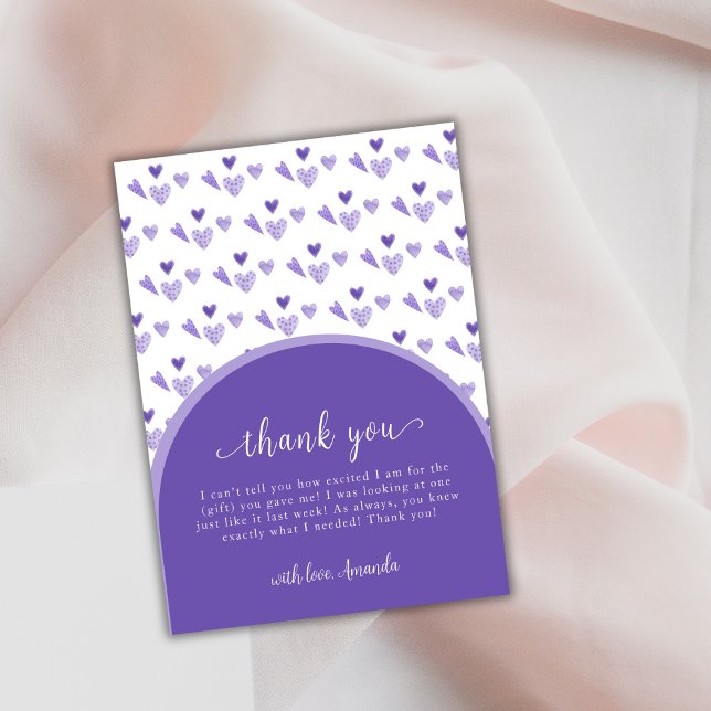 Carte De Remerciements Douce Arche Violette pour une Baby Shower de la Sa (Cute Purple Arch Sweetheat Valentine Baby Shower Thank You Card)