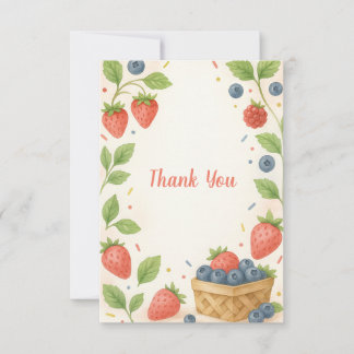 Carte De Remerciements Douce Baby Berry aux fraises et myrtilles rustique