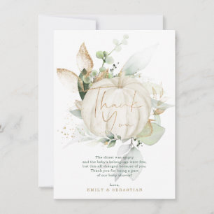 Carte De Remerciements Douce Baby Shower Botanique Eucalyptus Or Doré