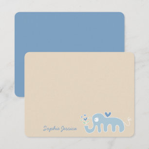 Carte De Remerciements Douce Baby Shower Eléphant Bleu Fantaisiste pour G
