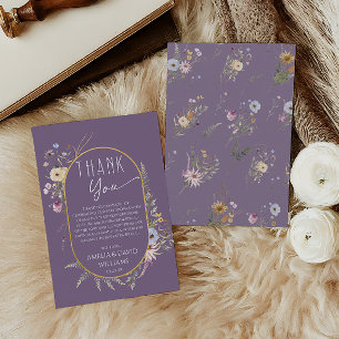 Carte De Remerciements Douce Baby Shower Fleur Sauvage Bohème Violet