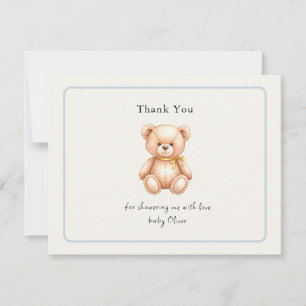Carte De Remerciements Douce Baby Shower Ourson Garçon Vintage