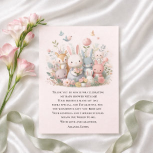 Carte De Remerciements Douce Baby Shower Pastel Animaux Fantaisie 