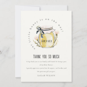 Carte De Remerciements Douce Baby Shower Pot à Miel Aquarelle Pastel