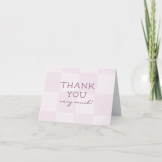 Carte De Remerciements Douce Baby Shower Rose Moderne à Carreaux