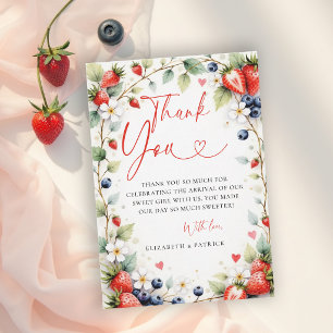 Carte De Remerciements Douce Botanique aux Fruits Rouges Baby Shower Jard