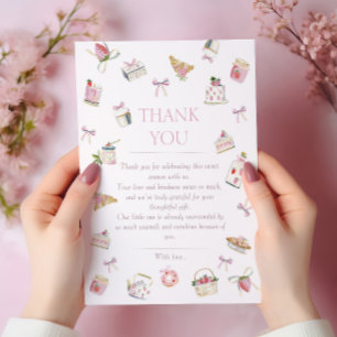 Carte De Remerciements Douce Désert de Fraises Baby Shower Aquarelle