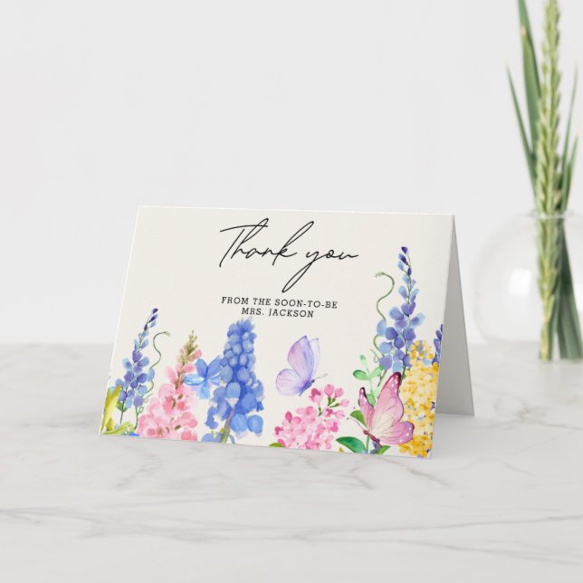 Carte De Remerciements Douce douche de mariée Fleurs qui me donnent des p (Devant)