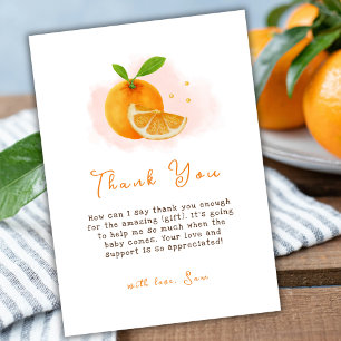 Carte De Remerciements Douce et Simple Fête de Naissance Orange Citron
