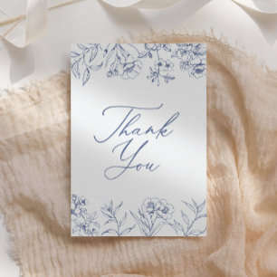 Carte De Remerciements Douce Fête de Fiançailles à Motif Floral Bleu Chin