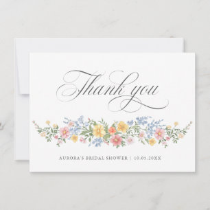 Carte De Remerciements Douce Fête de Mariage de Jardin Orné de Pastel de 