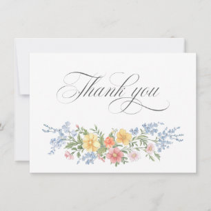 Carte De Remerciements Douce Fête de Mariage de Jardin Orné de Pastel de
