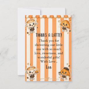 Carte De Remerciements Douce Fête de Naissance Croissant Orange Café Kawa