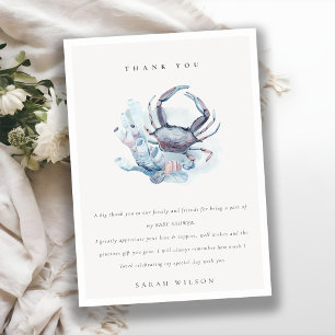 Carte De Remerciements Douce Fête de Naissance de Crabe Sous-Marin Corail