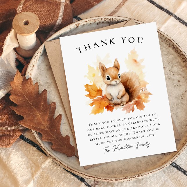 Carte De Remerciements Douce Fête de Naissance de la Forêt de Squirrels d (Créateur téléchargé)