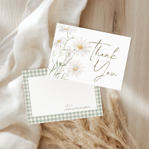 Carte De Remerciements Douce Fête de Naissance Fleurs de Pâquerette