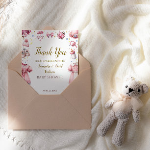 Carte De Remerciements Douce Fête de Naissance Florale Rose Charmante