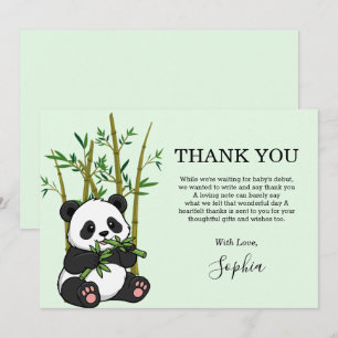 Carte De Remerciements Douce Fête de Naissance Panda Bamboo Menthe