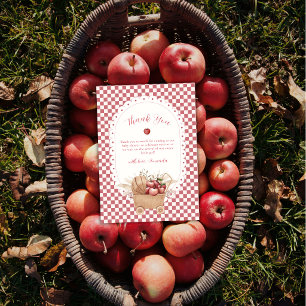 Carte De Remerciements Douce Fête Prénatale Bohème Gingham Rustique Pomme