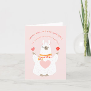 Carte De Remerciements Douce Fille Lama Yoga Baby Shower